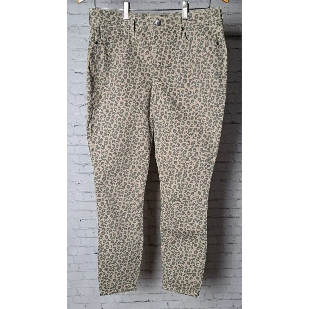 NYDJ x Chico’s Skinny Ankle Jeans Jegging Pants Lift Tuck 8 Cheetah Animal Beige - Picture 2 of 9